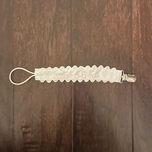 Monogram Caroline White and Pink Pacifier Clip